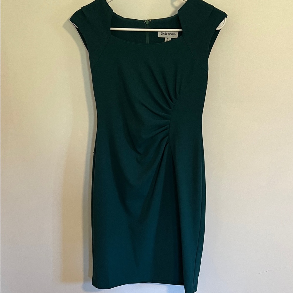 Shelby & Palmer Emerald Green Ruched Sheath Dress